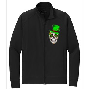 Sugar Irish Clover Skull St Patricks Day Stretch Full-Zip Cadet Jacket