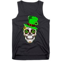 Sugar Irish Clover Skull St Patricks Day Tank Top