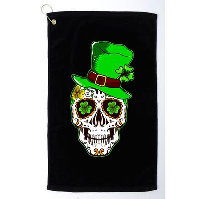 Sugar Irish Clover Skull St Patricks Day Golf Towel