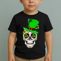 Sugar Irish Clover Skull St Patricks Day Toddler T-Shirt