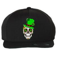Sugar Irish Clover Skull St Patricks Day Wool Snapback Cap