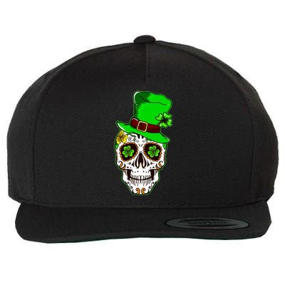 Sugar Irish Clover Skull St Patricks Day Wool Snapback Cap