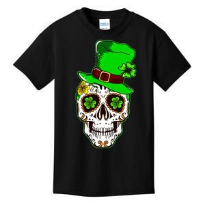 Sugar Irish Clover Skull St Patricks Day Kids T-Shirt