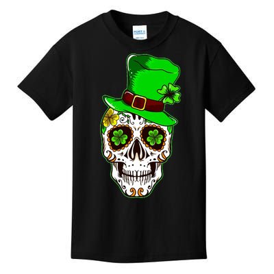 Sugar Irish Clover Skull St Patricks Day Kids T-Shirt