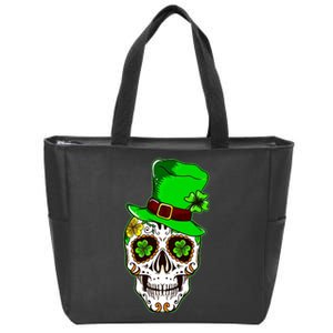 Sugar Irish Clover Skull St Patricks Day Zip Tote Bag