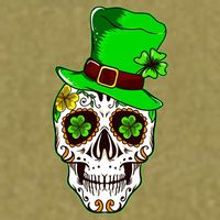 Sugar Irish Clover Skull St Patricks Day Garment-Dyed Women's Muscle Tee