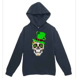 Sugar Irish Clover Skull St Patricks Day Urban Pullover Hoodie