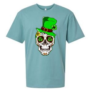 Sugar Irish Clover Skull St Patricks Day Sueded Cloud Jersey T-Shirt