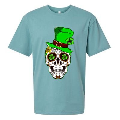 Sugar Irish Clover Skull St Patricks Day Sueded Cloud Jersey T-Shirt