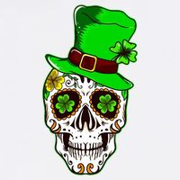Sugar Irish Clover Skull St Patricks Day Garment-Dyed Sweatshirt