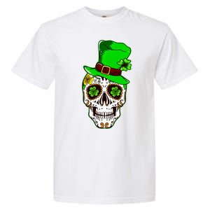 Sugar Irish Clover Skull St Patricks Day Garment-Dyed Heavyweight T-Shirt