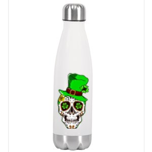 Sugar Irish Clover Skull St Patricks Day Stainless Steel Insulated Water Bottle