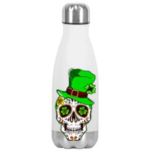 Sugar Irish Clover Skull St Patricks Day Stainless Steel Insulated Water Bottle