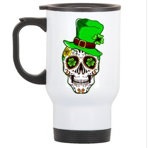 Sugar Irish Clover Skull St Patricks Day Stainless Steel Travel Mug