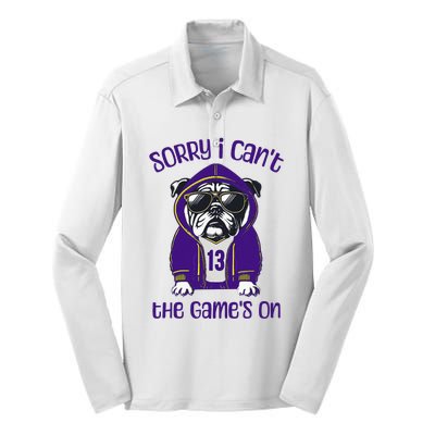 Sorry I CanT The GameS On Cute Bulldog Silk Touch Performance Long Sleeve Polo