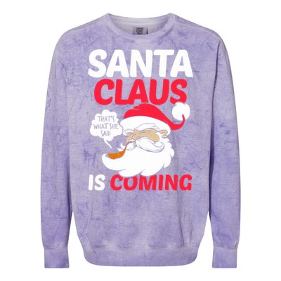 Santa Is Coming Thats What She Said Colorblast Crewneck Sweatshirt