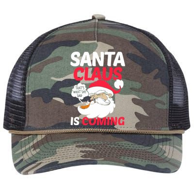 Santa Is Coming Thats What She Said Retro Rope Trucker Hat Cap