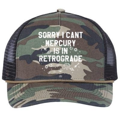 Sorry I CanT Mercury Is In Retrograde Funny Astrology Retro Rope Trucker Hat Cap