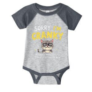 Sorry IM Cranky IM Going Through My Terrible 30S Cat Gift Infant Baby Jersey Bodysuit