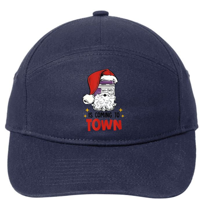 Sani-Cloth Is Coming To Town Funny Christmas Nurse Nursing 7-Panel Snapback Hat