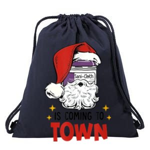 Sani-Cloth Is Coming To Town Funny Christmas Nurse Nursing Drawstring Bag