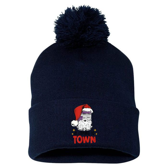 Sani-Cloth Is Coming To Town Funny Christmas Nurse Nursing Pom Pom 12in Knit Beanie