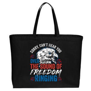 Sorry I Cant Hear You Over The Sound Of Freedom Ringing Cotton Canvas Jumbo Tote