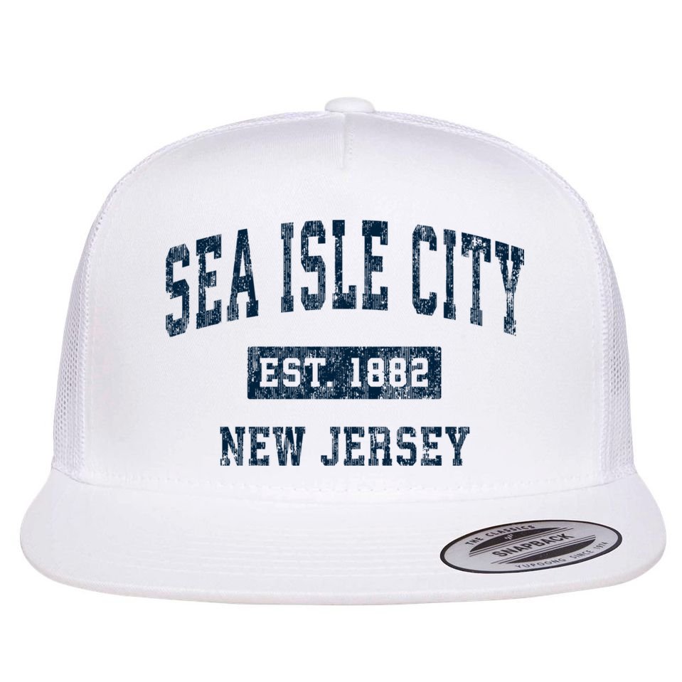 Sea Isle City New Jersey Nj Vintage Sports Flat Bill Trucker Hat