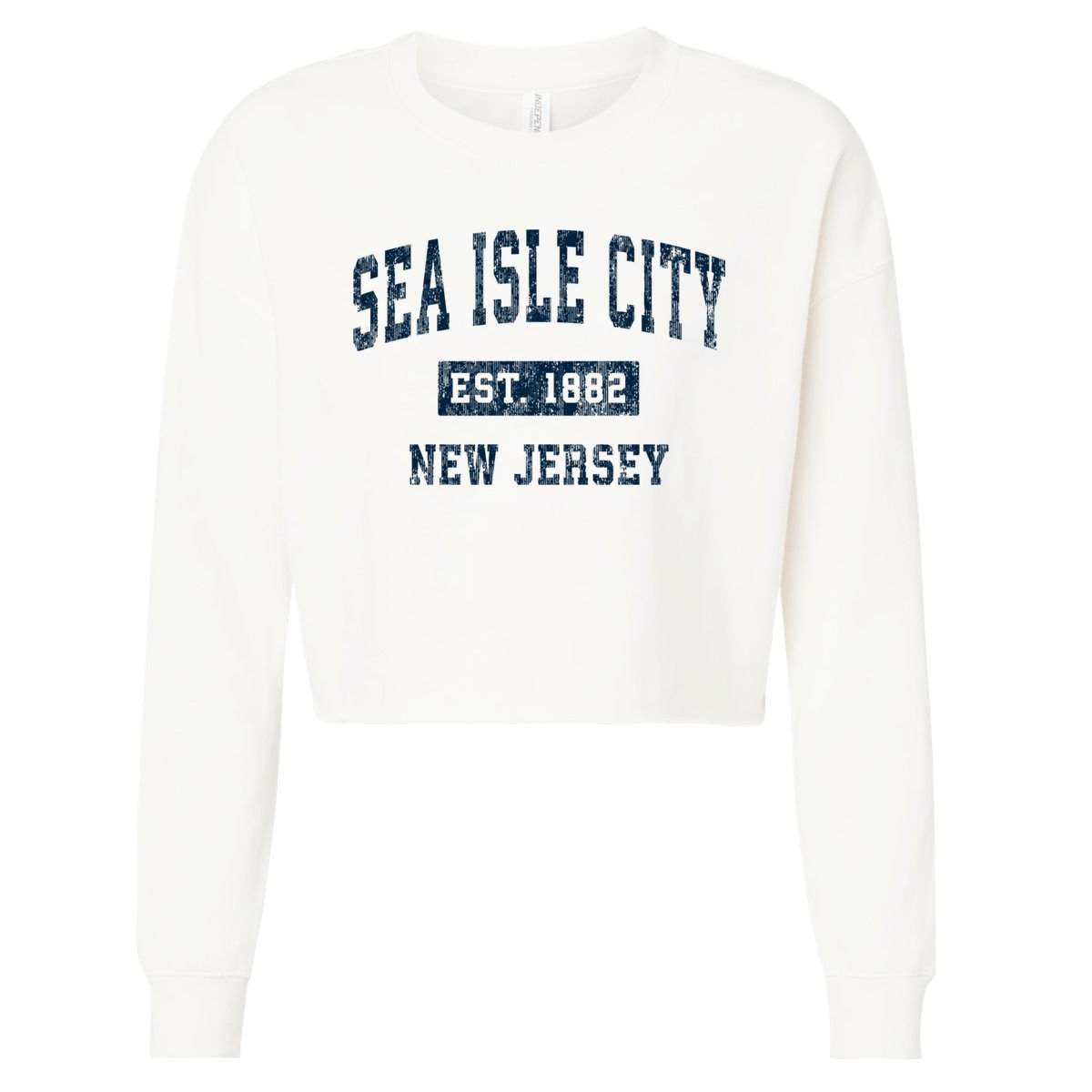 Sea Isle City New Jersey Nj Vintage Sports Cropped Pullover Crew