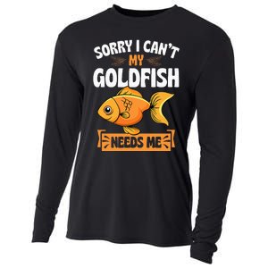 Sorry I CanT My Goldfish Needs Me Funny Aquarium Lover Cooling Performance Long Sleeve Crew