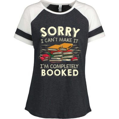 Sorry I Can't Make It I'm Completely Booked Reading Enza Ladies Jersey Colorblock Tee