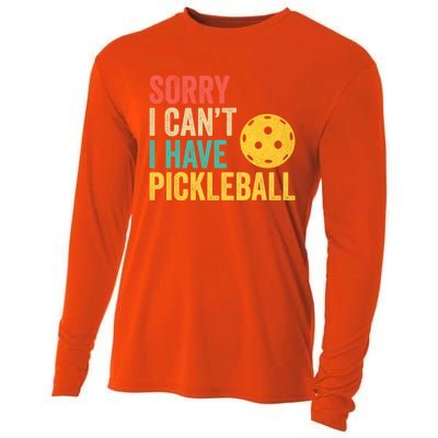 Sorry I CanT I Have Pickleball Funny Retro Gift Cooling Performance Long Sleeve Crew