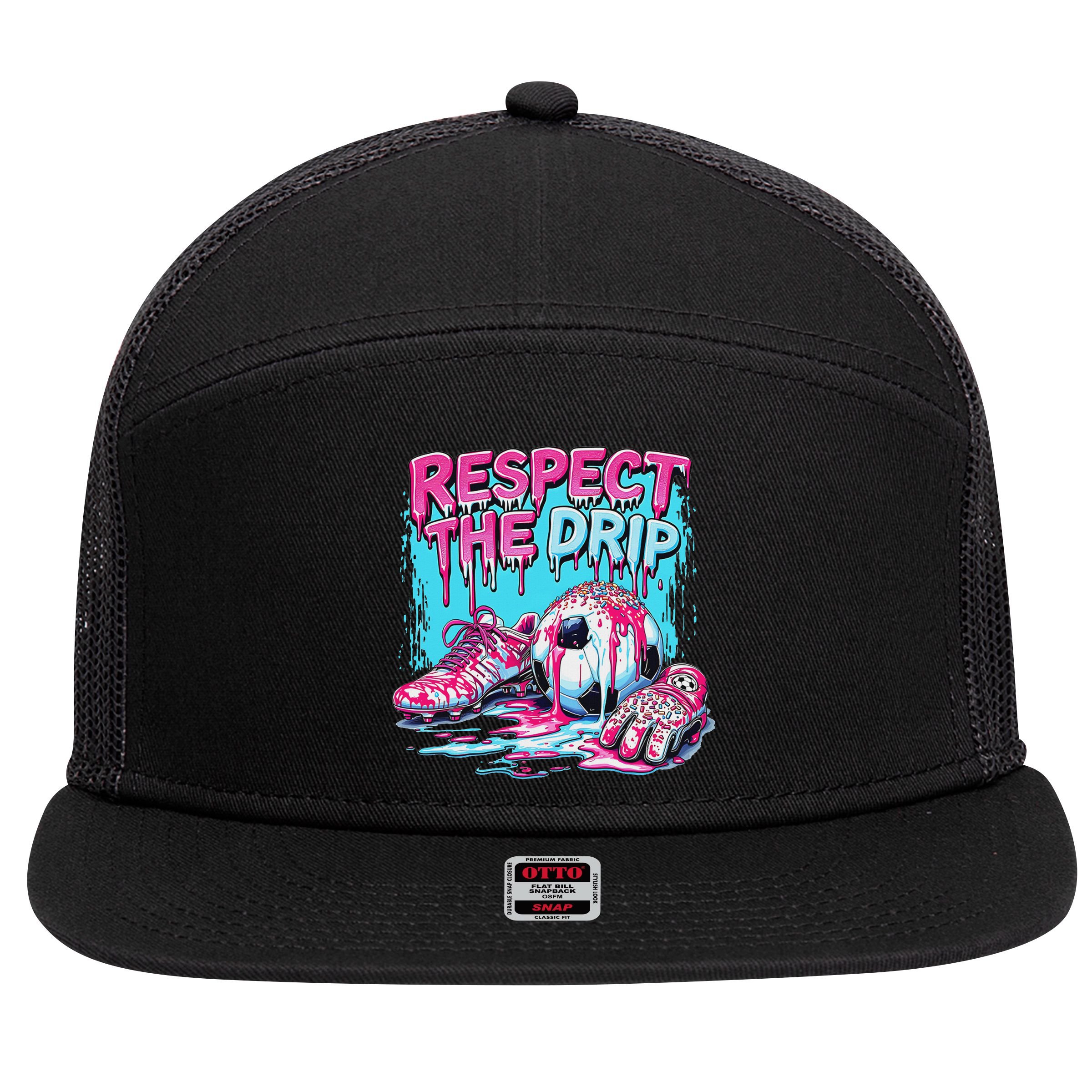 Soccer Ice Cream Sprinkles Theme Respect The Drip 7 Panel Mesh Trucker Snapback Hat