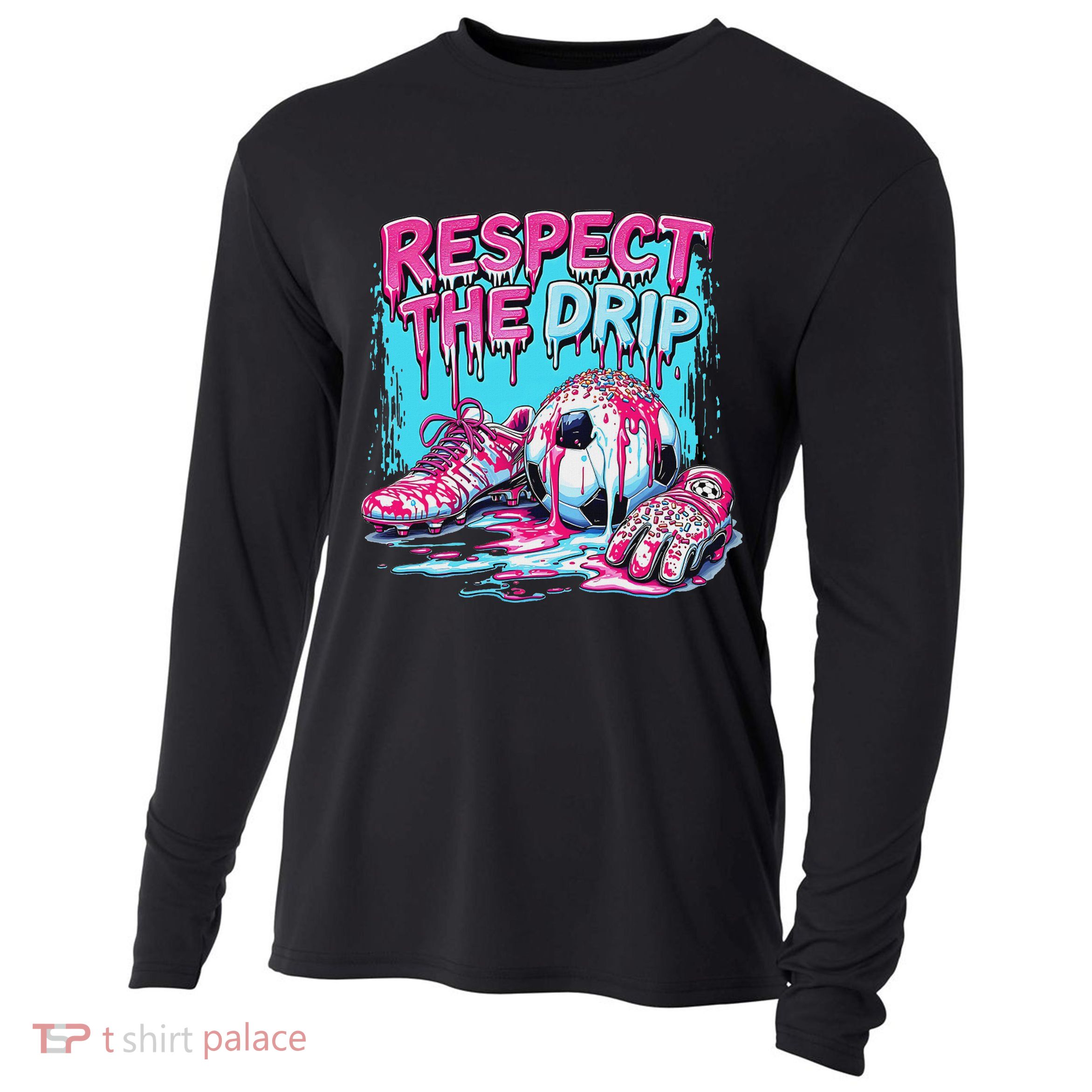 Soccer Ice Cream Sprinkles Theme Respect The Drip Cooling Performance Long Sleeve Crew