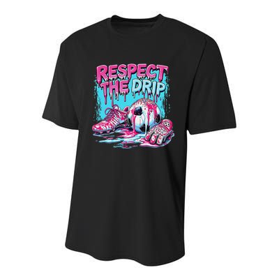 Soccer Ice Cream Sprinkles Theme Respect The Drip Youth Performance Sprint T-Shirt