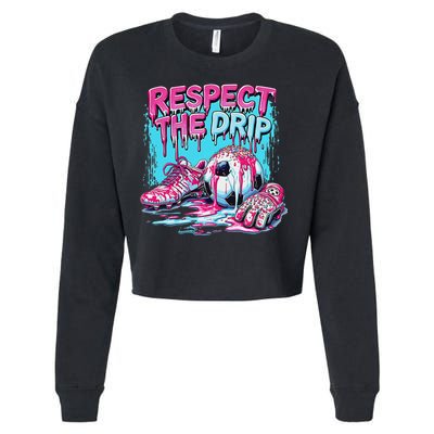 Soccer Ice Cream Sprinkles Theme Respect The Drip Cropped Pullover Crew