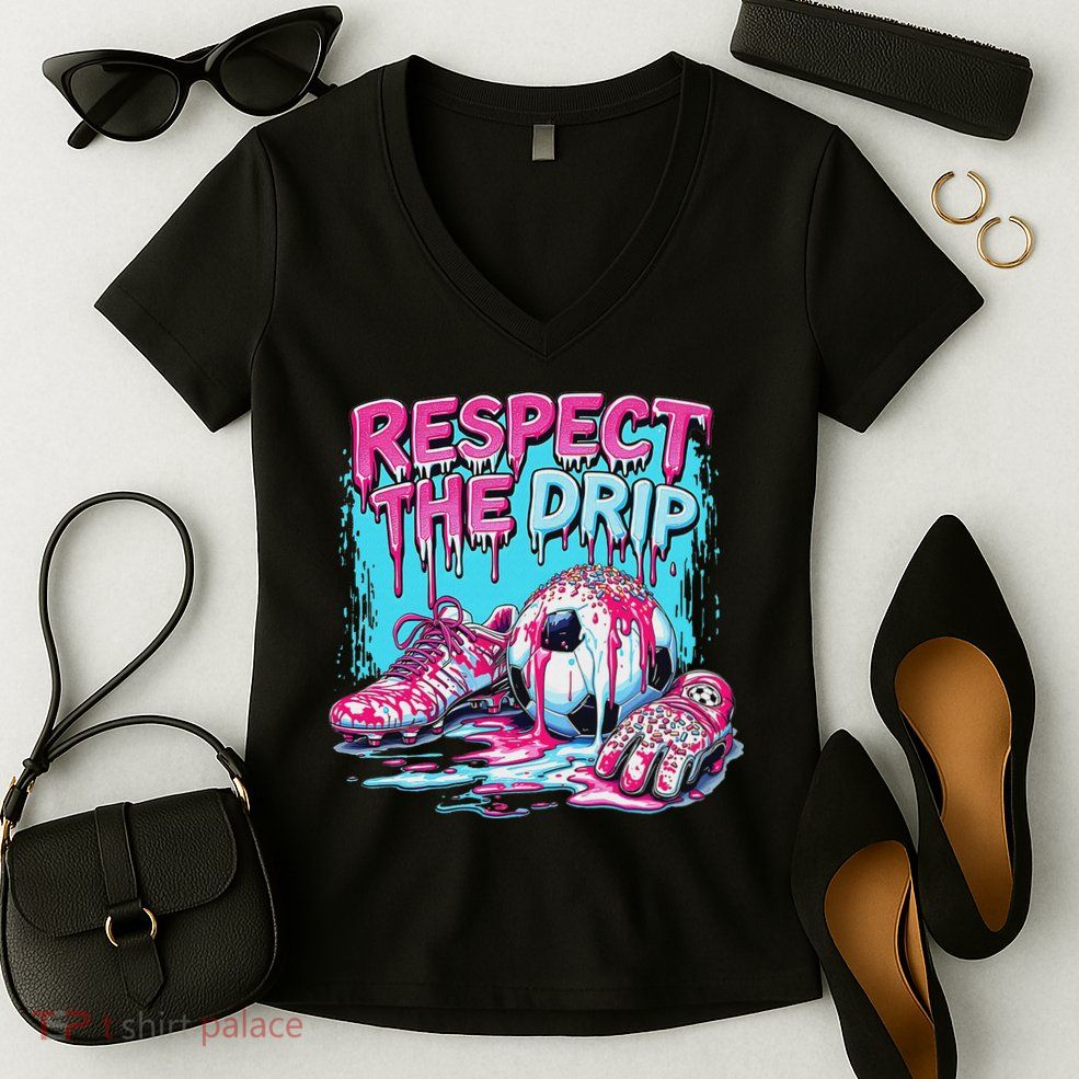 Soccer Ice Cream Sprinkles Theme Respect The Drip Women's V-Neck T-Shirt