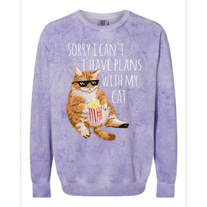 Sorry I Cant I Have Plans With My Cat Funny Cat Lover Gift Colorblast Crewneck Sweatshirt