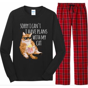 Sorry I Cant I Have Plans With My Cat Funny Cat Lover Gift Long Sleeve Pajama Set