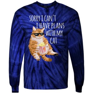 Sorry I Cant I Have Plans With My Cat Funny Cat Lover Gift Tie-Dye Long Sleeve Shirt