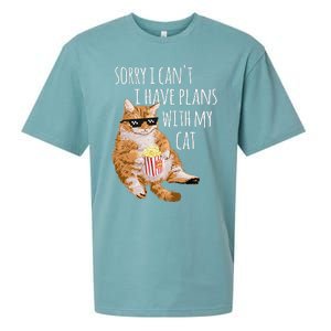 Sorry I Cant I Have Plans With My Cat Funny Cat Lover Gift Sueded Cloud Jersey T-Shirt