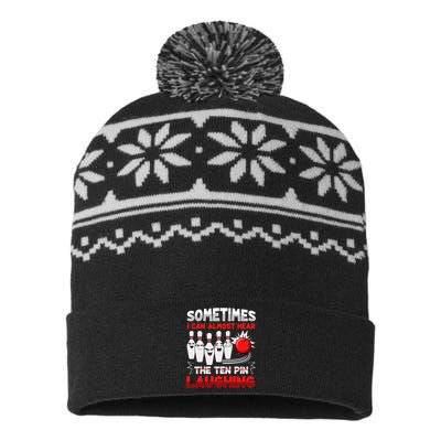 Sometimes I Can Almost Hear The Ten Pin Laughing Bowler Bowling Lover USA-Made Snowflake Beanie