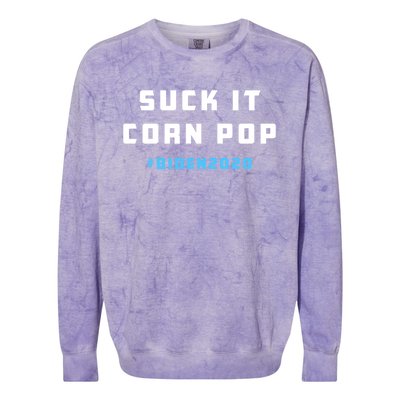 Suck It Corn Pop Joe Biden 2020 Funny Political Gift Colorblast Crewneck Sweatshirt