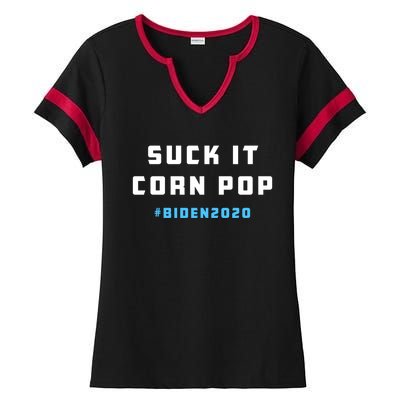 Suck It Corn Pop Joe Biden 2020 Funny Political Gift Ladies Halftime Notch Neck Tee