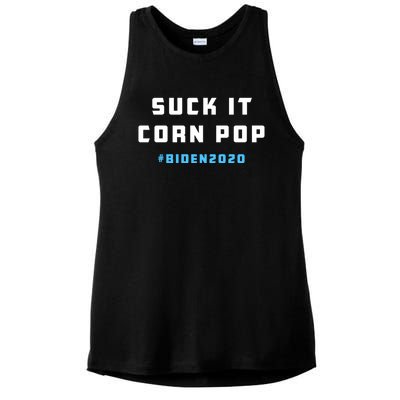 Suck It Corn Pop Joe Biden 2020 Funny Political Gift Ladies PosiCharge Tri-Blend Wicking Tank