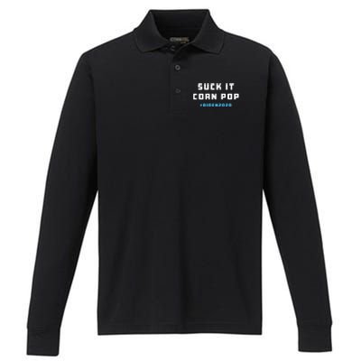 Suck It Corn Pop Joe Biden 2020 Funny Political Gift Performance Long Sleeve Polo