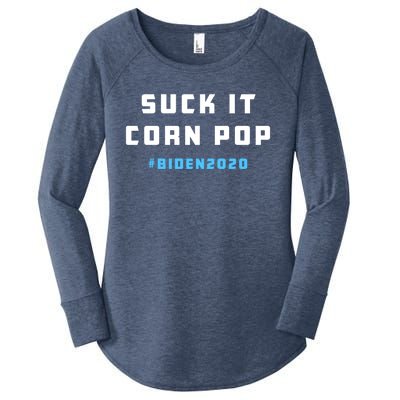 Suck It Corn Pop Joe Biden 2020 Funny Political Gift Women's Perfect Tri Tunic Long Sleeve Shirt