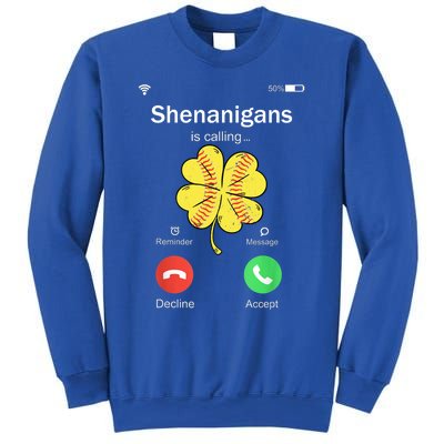 Shenanigans Is Calling St Patricks Day Baseball Shamrock Gift Sweatshirt