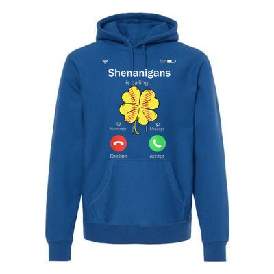 Shenanigans Is Calling St Patricks Day Baseball Shamrock Gift Premium Hoodie