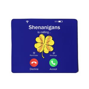 Shenanigans Is Calling St Patricks Day Baseball Shamrock Gift Mousepad